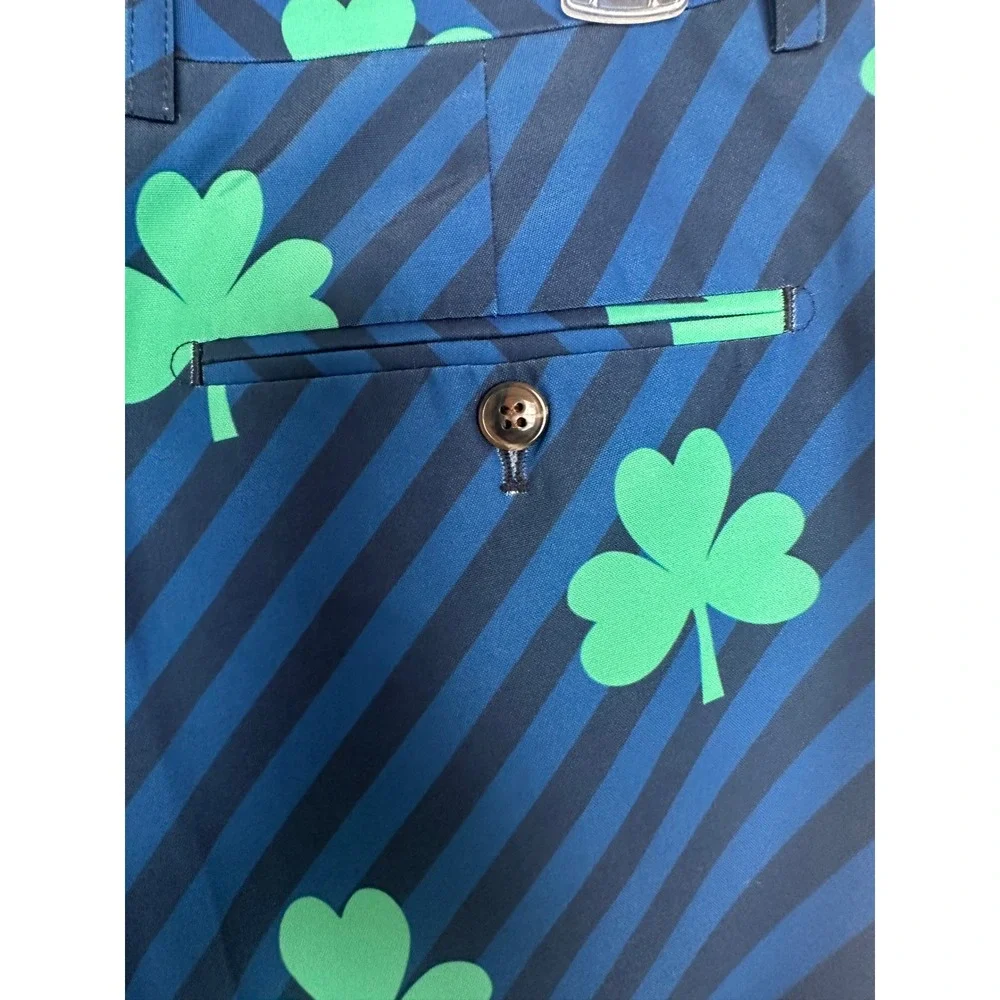 NWT Shinesty Shamrocks Striped Golf‎ Dress Pants 31x32 St Patricks Day Party